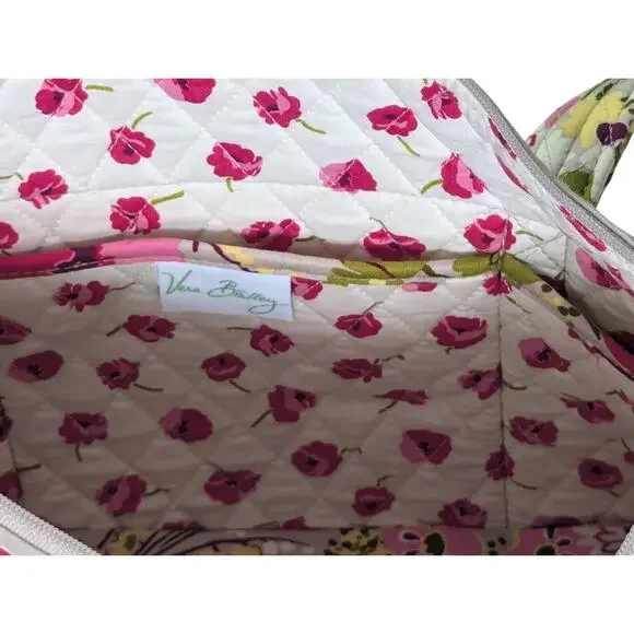 Make Me Blush Vera Bradley Shoulder Bag Floral Quilted Purse Pink Green Flowers - Picture 10 of 11